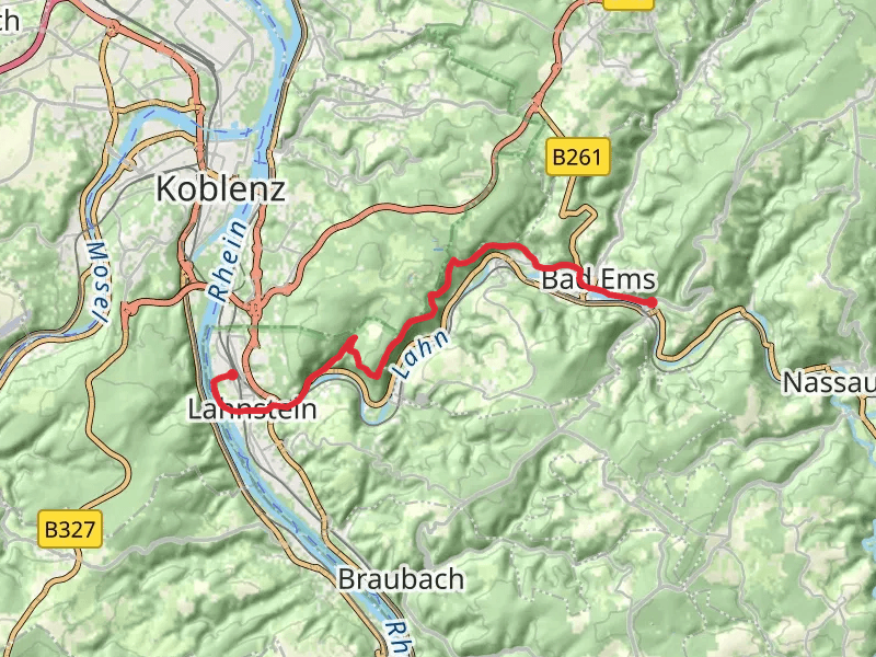 Bad Ems to Niederlahnstein Walk via Lahn