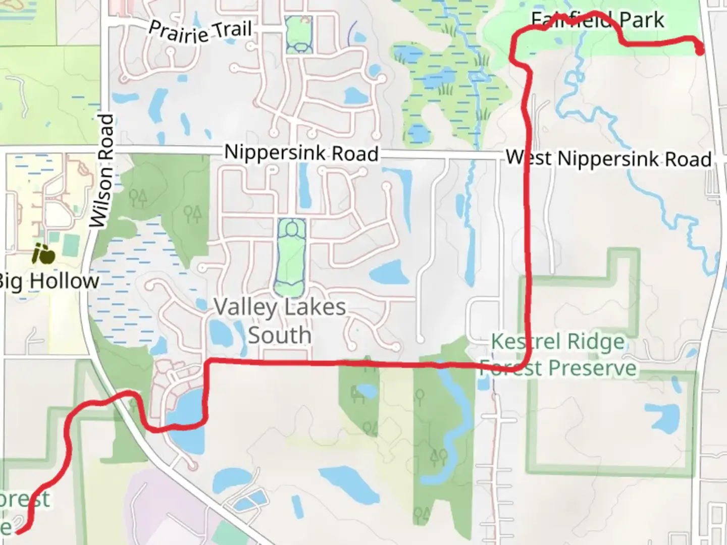 An image depicting the trail Millennium Trail Out and Back and its surrounding area.