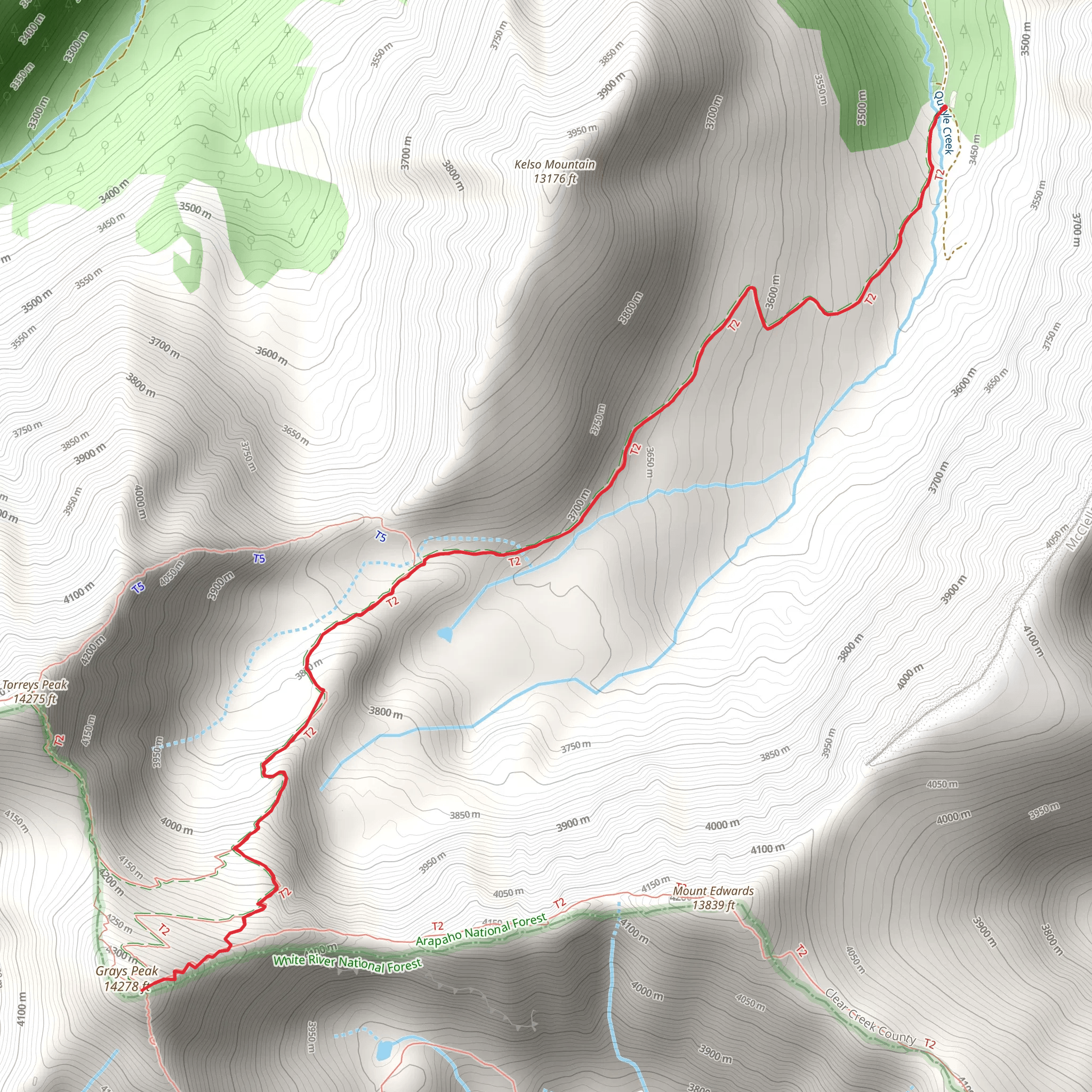 Grays Peak Trail mobile static map