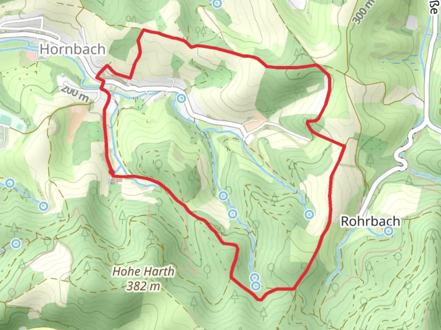 An image depicting the trail Rundwanderweg and Rohrbacher Hoehe Loop and its surrounding area.