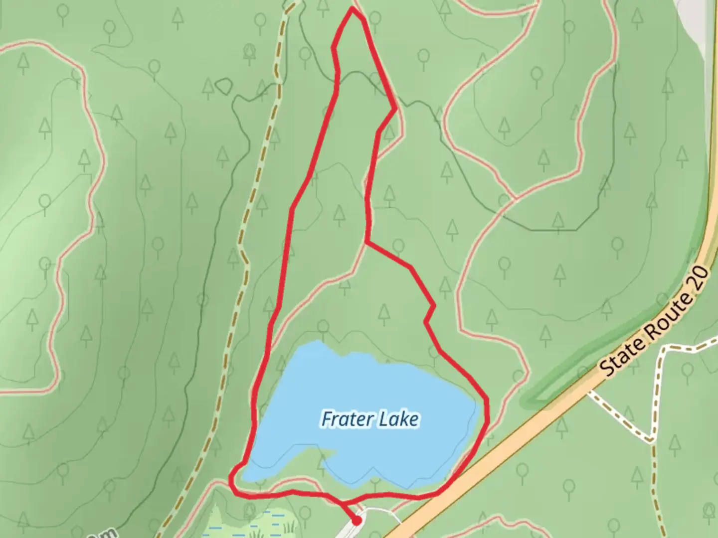 An image depicting the trail Loop around Frater Lake and its surrounding area.