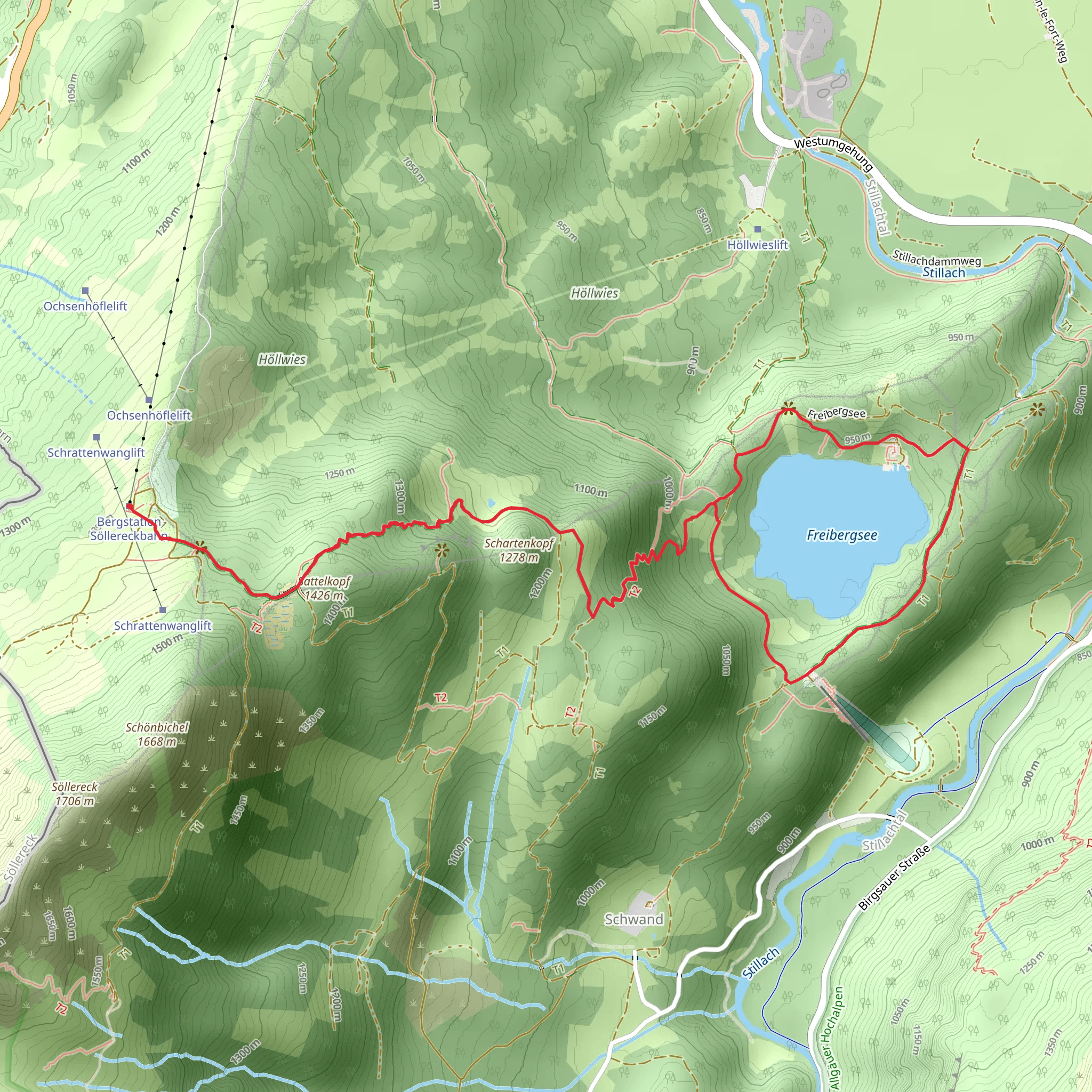 Freibergsee via Oberallgaeuer Rundwanderweg mobile static map