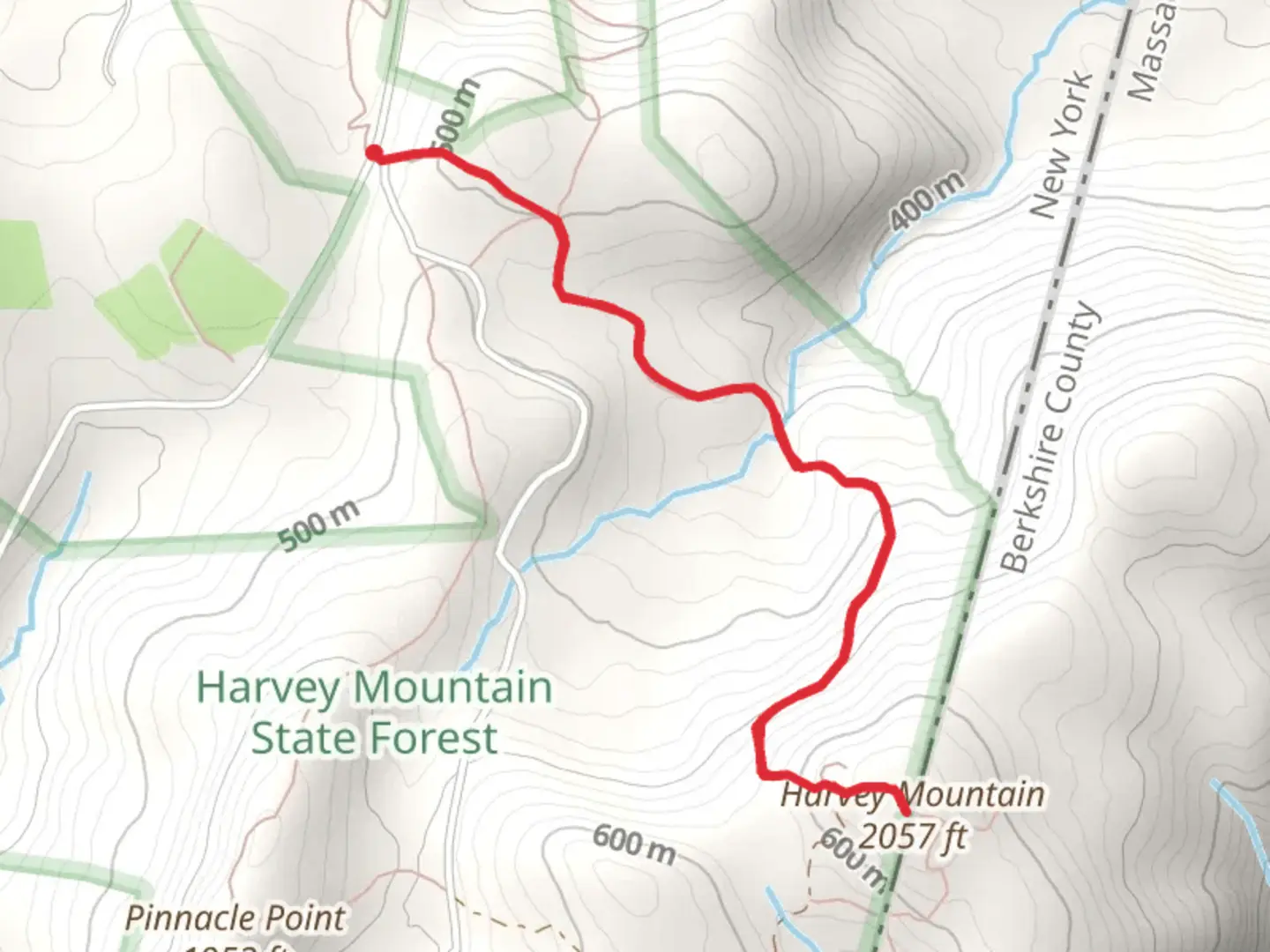 An image depicting the trail Harvey Mountain Trail - Red and its surrounding area.