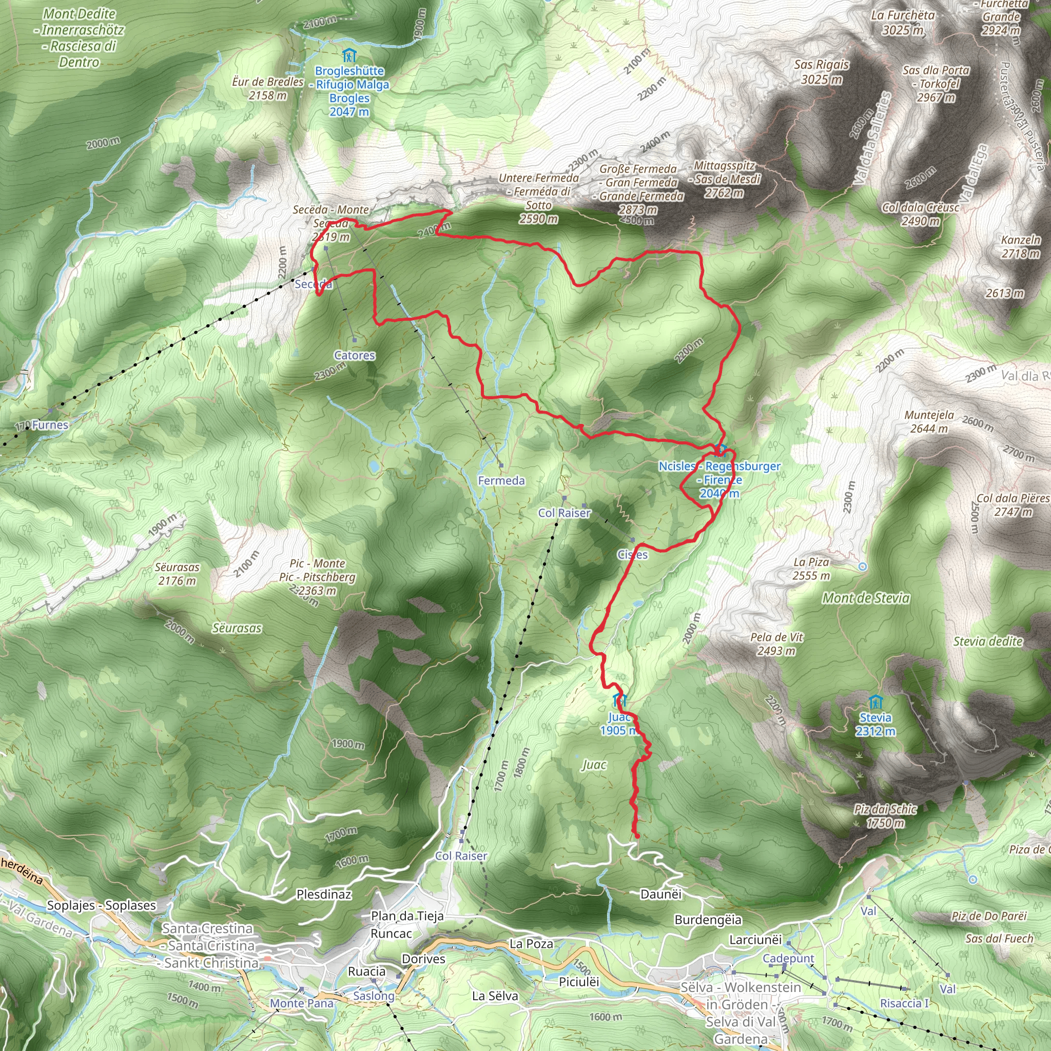 Seceda Ridge mobile static map