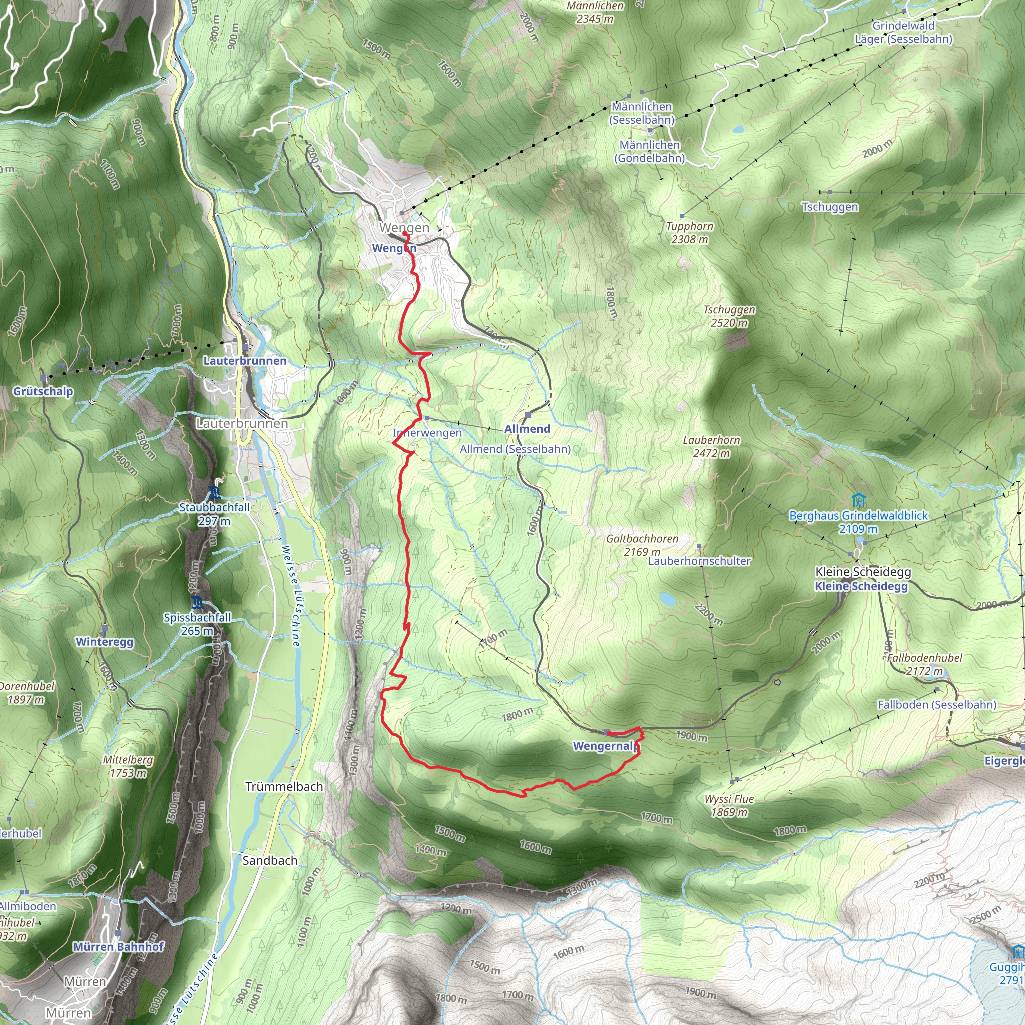 Mendelssohn Trail - Wengen - Mettlenalp - Wengernalp No 42 mobile static map