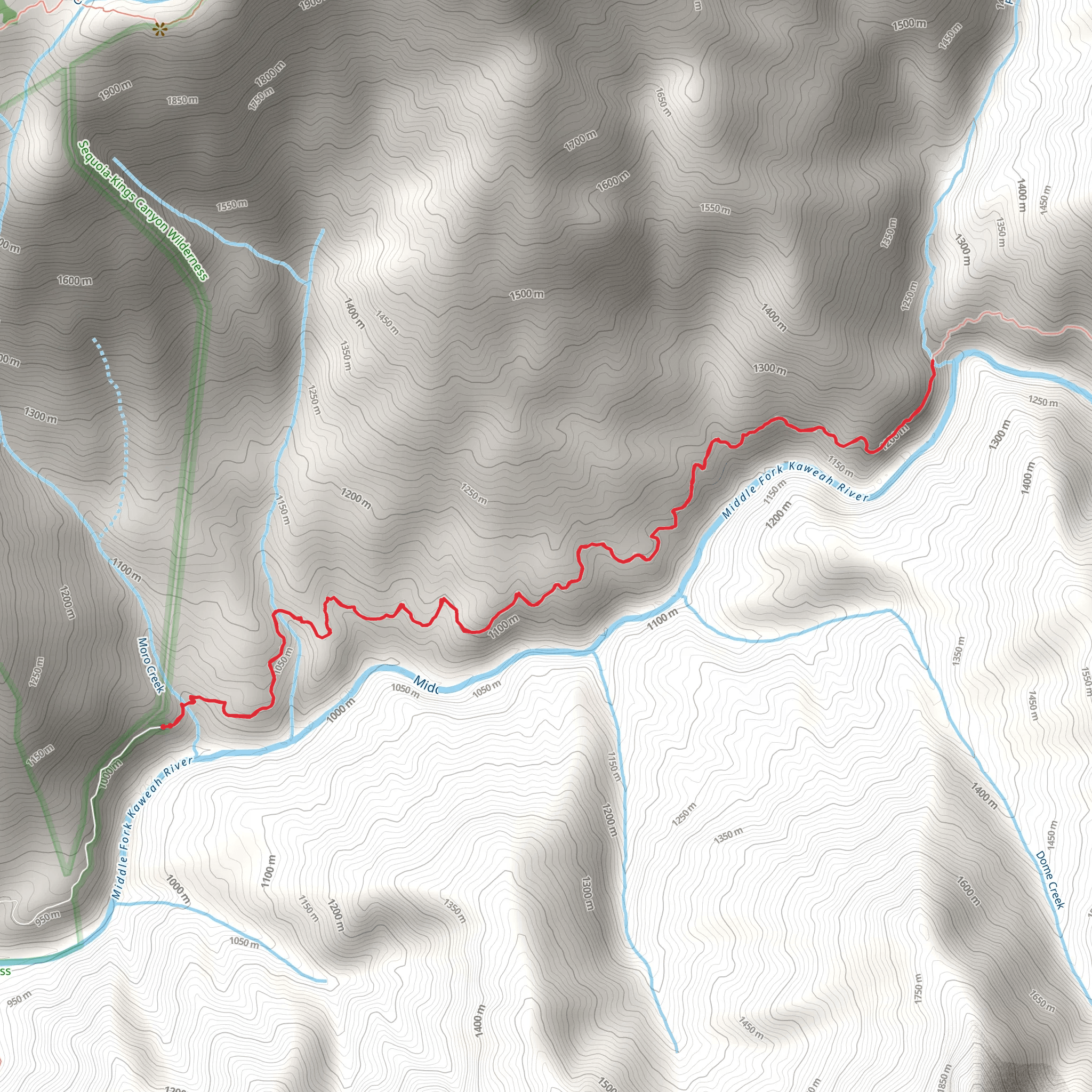 Middle Fork Kaweah Trail mobile static map