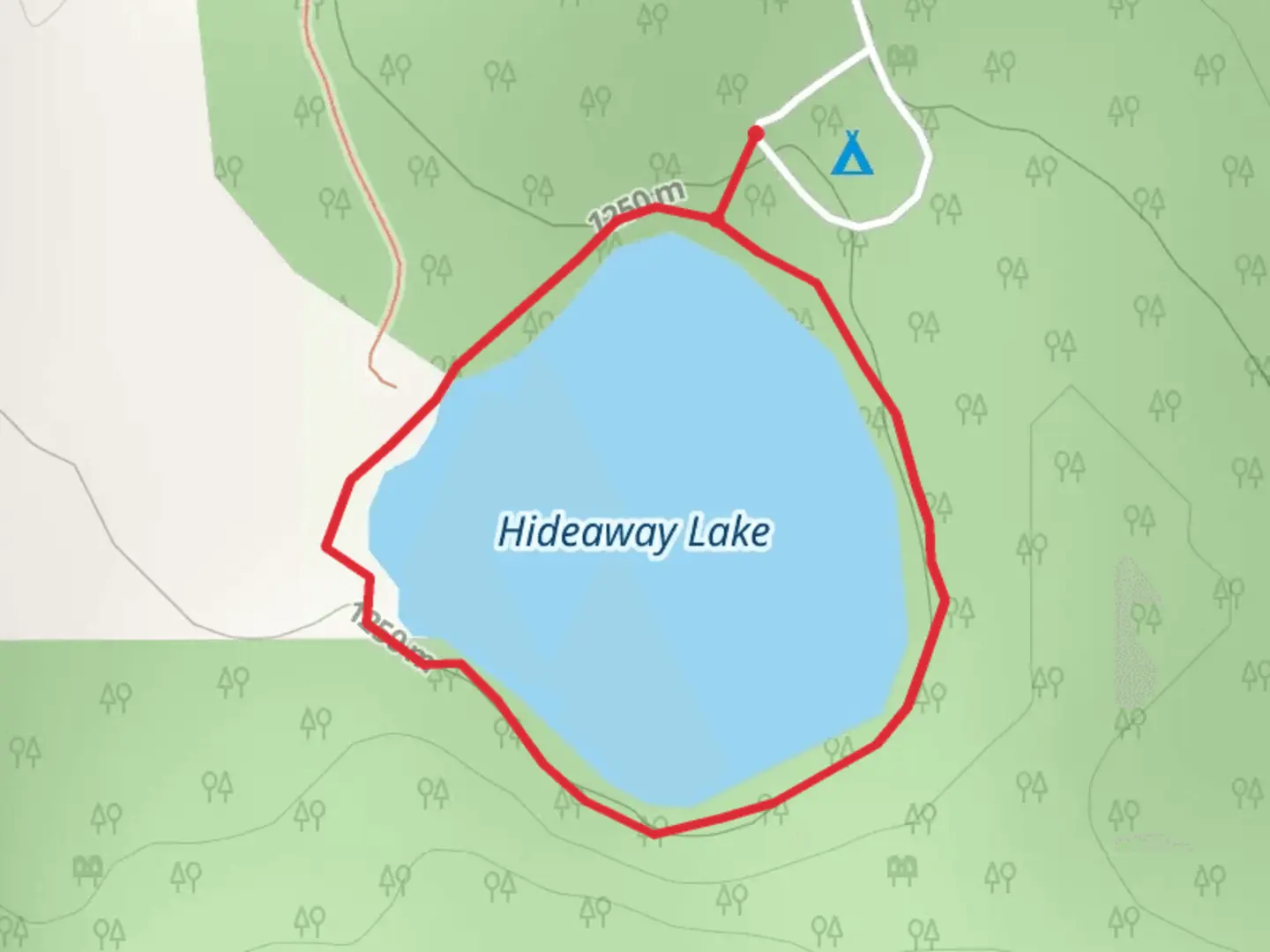 An image depicting the trail Hideaway Lake Loop and its surrounding area.