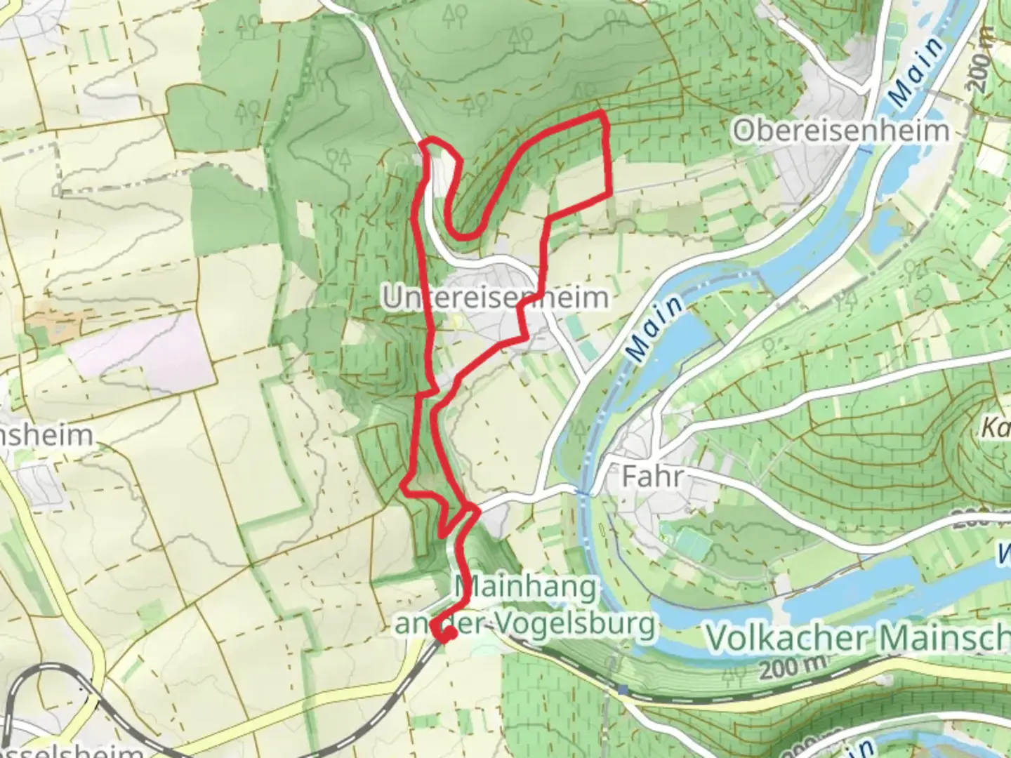 An image depicting the trail Eisenheimer Bildstockweg and its surrounding area.