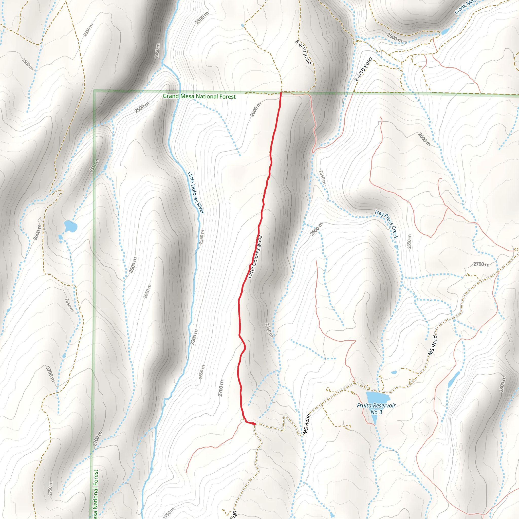 Little Dolores Trail mobile static map