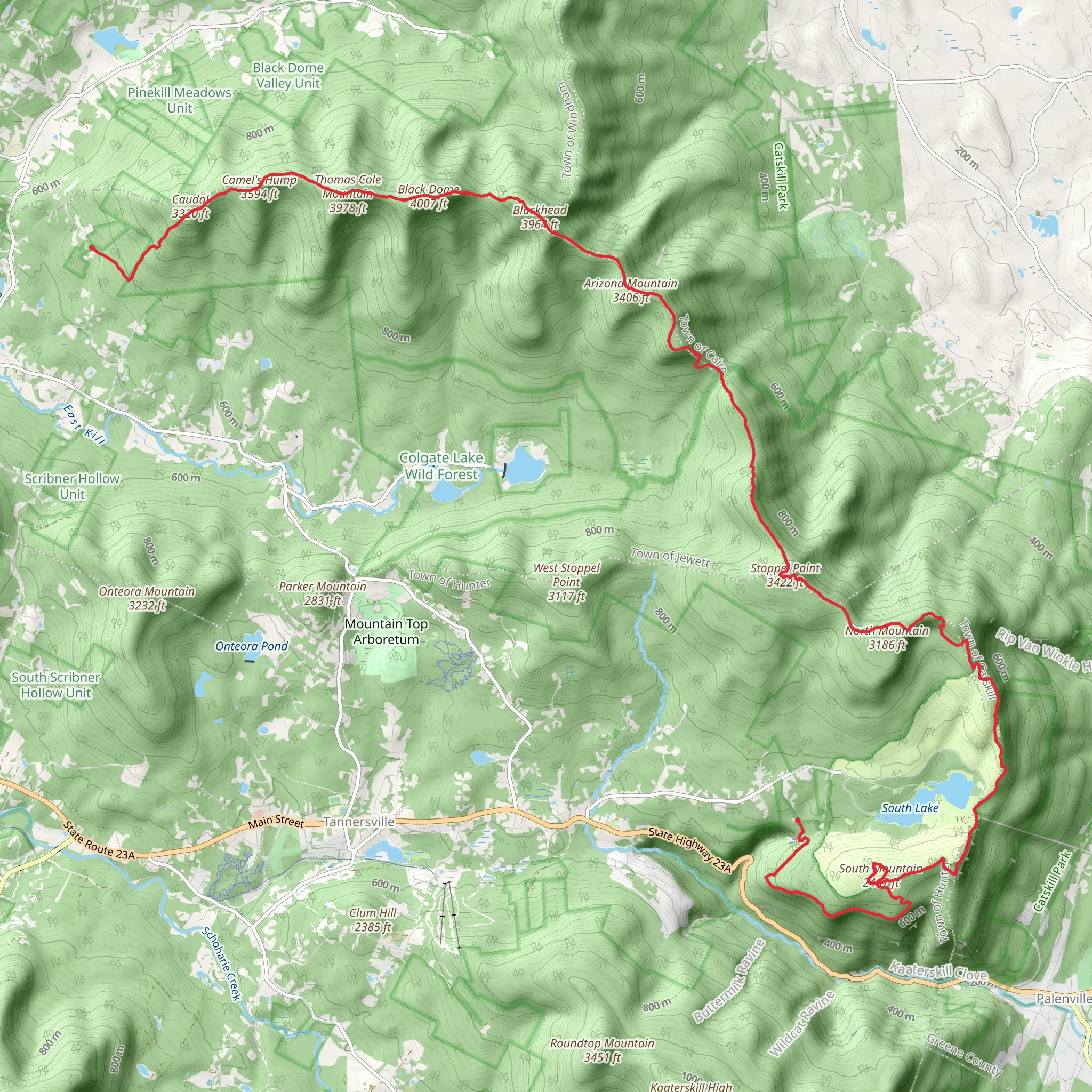 South Mountain to Caudal via Escarpment Trail mobile static map
