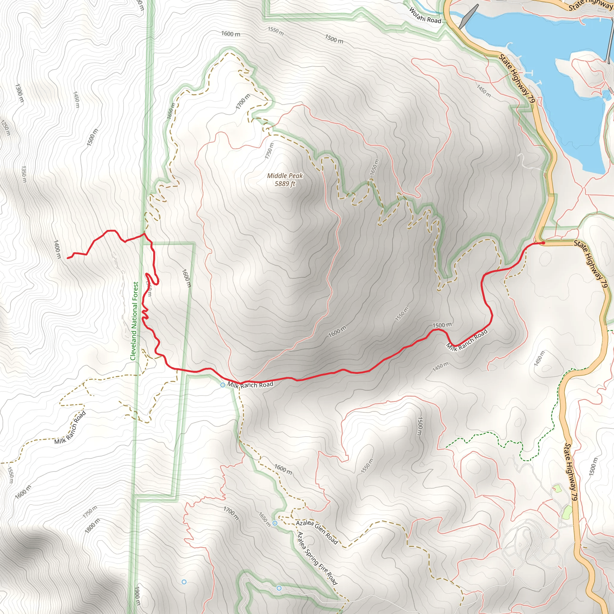 Middle Peak Loop Fire Road mobile static map