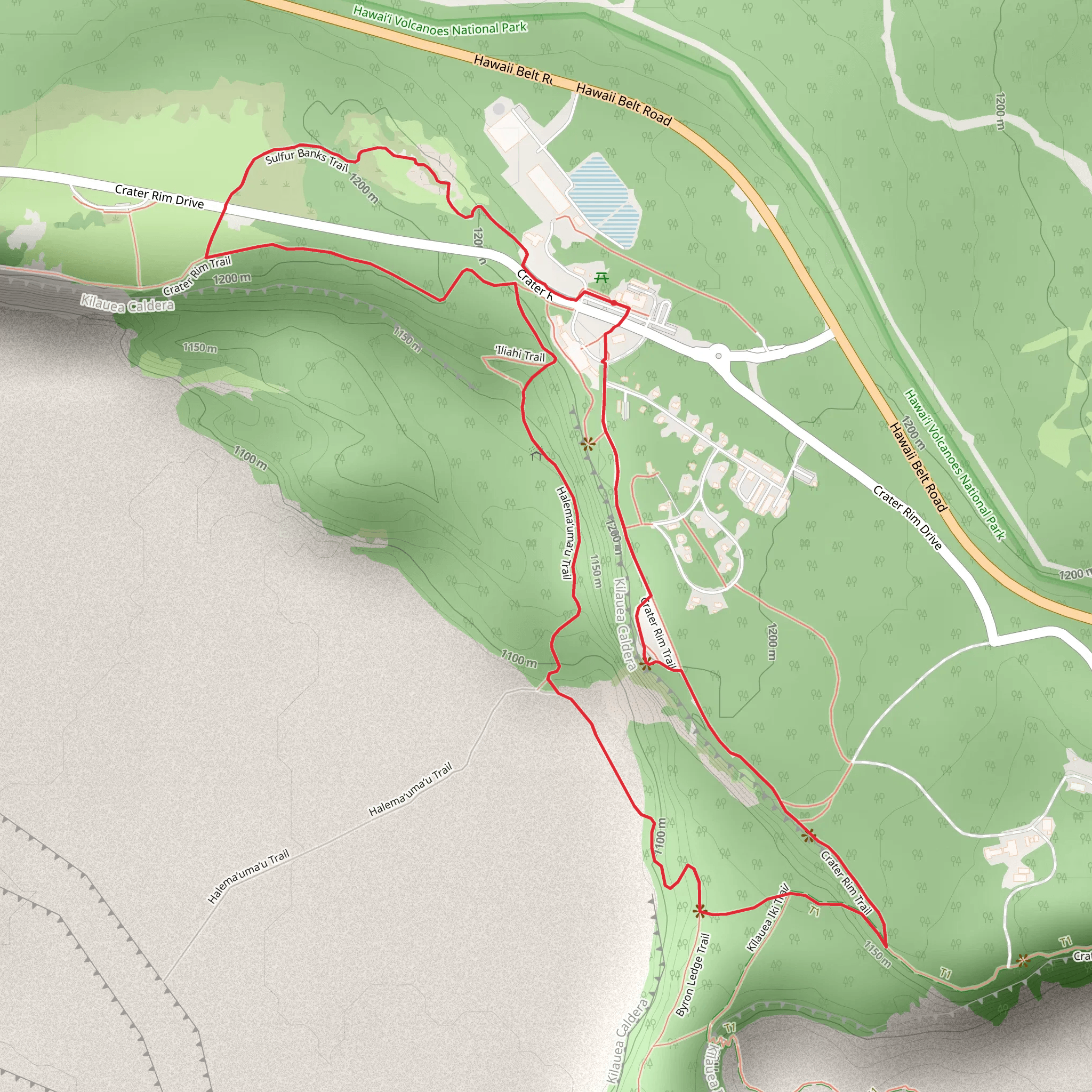 Sulfur Banks, Crater Rim and ʻIliahi Loop Trail mobile static map
