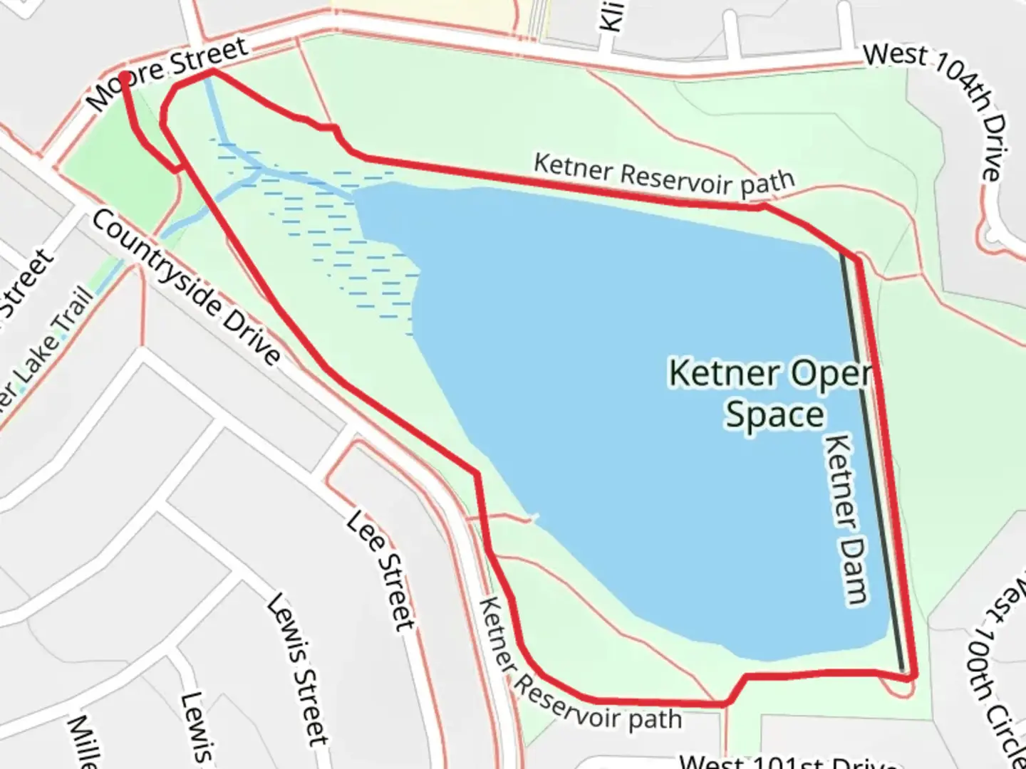 An image depicting the trail Ketner Reservoir Loop and its surrounding area.
