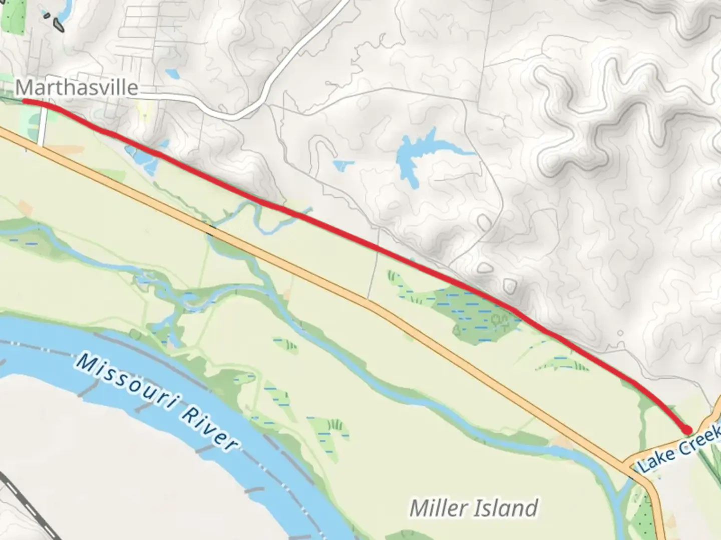 An image depicting the trail Katy Trail - Short from Dutzow and its surrounding area.