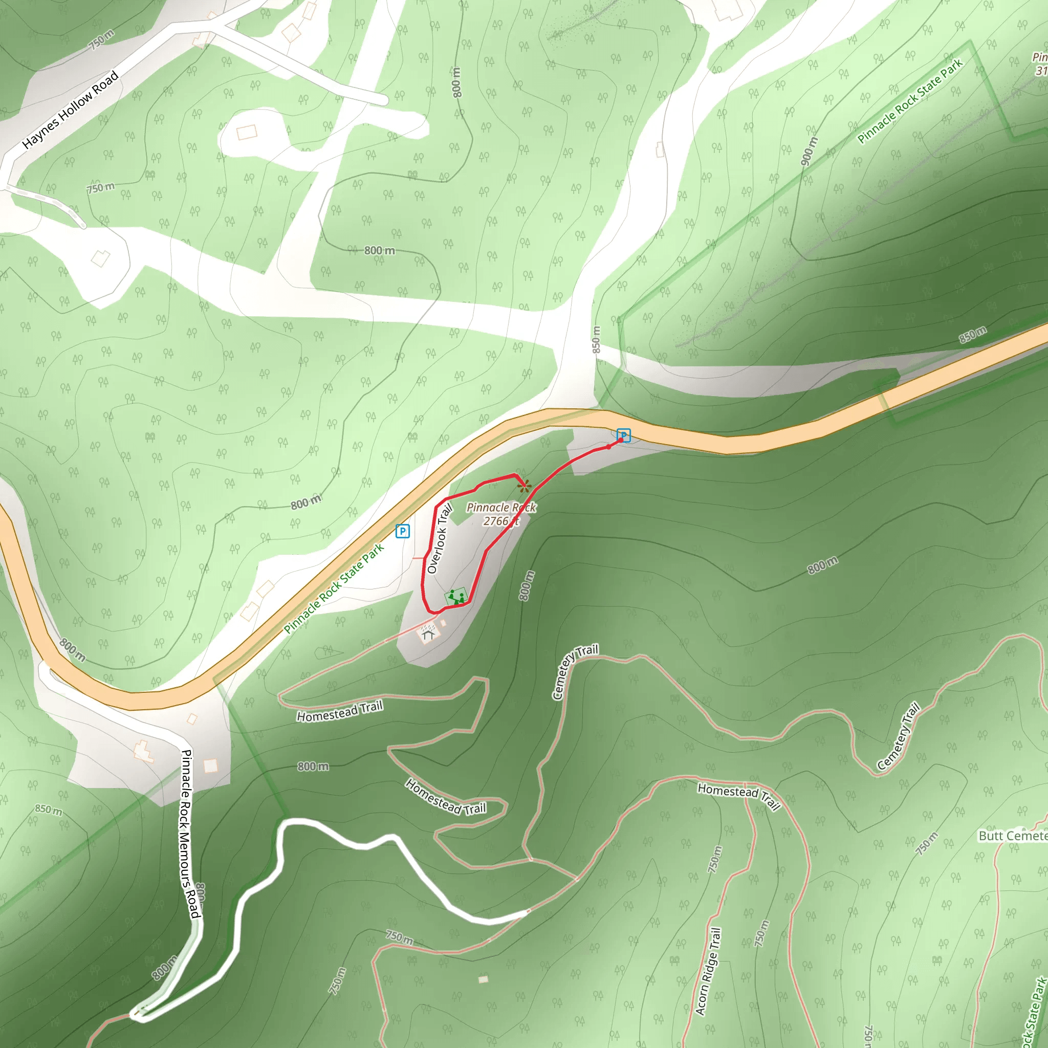 Overlook Trail via Pinnacle Rock mobile static map