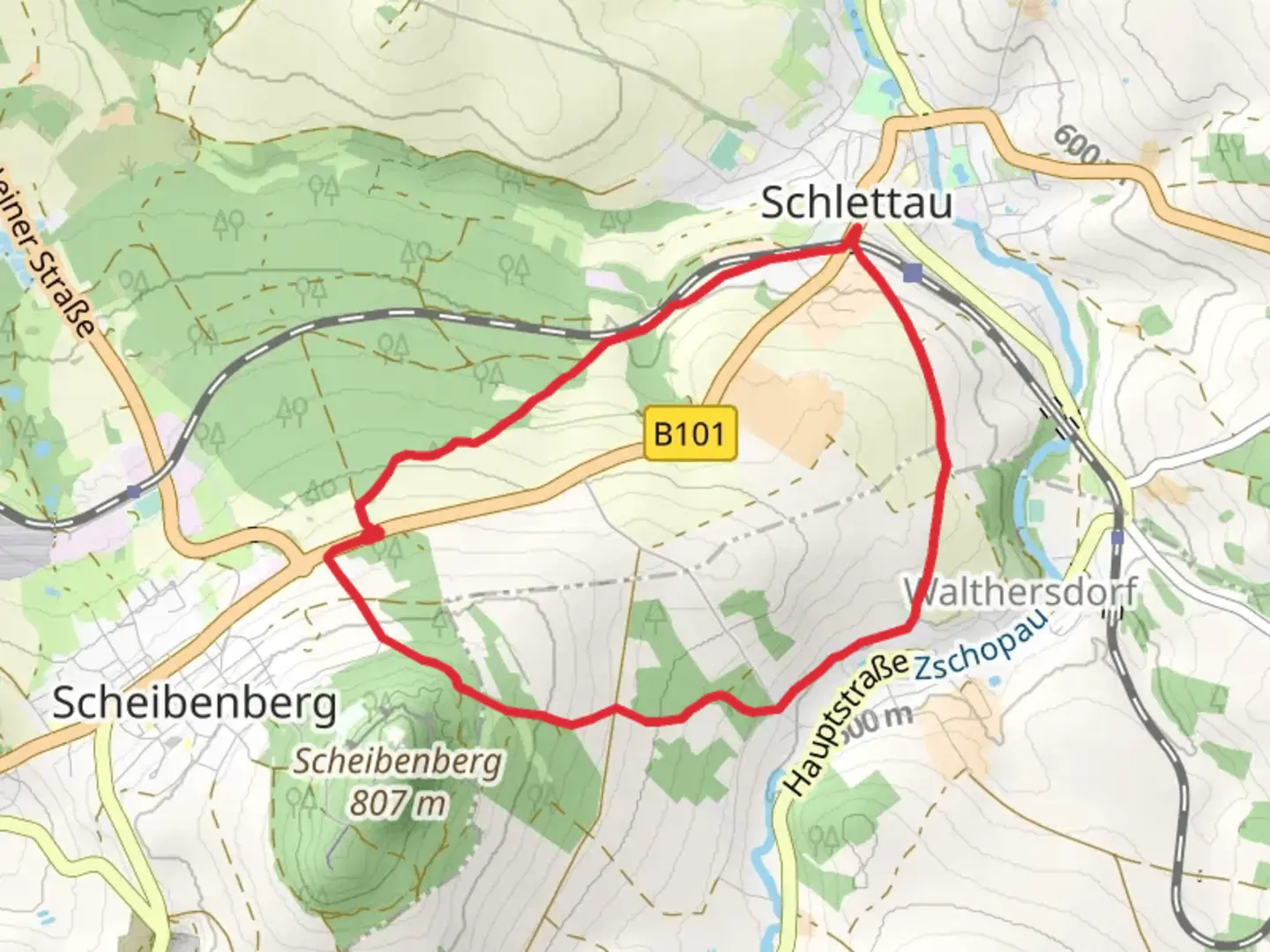 An image depicting the trail Ww Ringweg Schlettau and its surrounding area.
