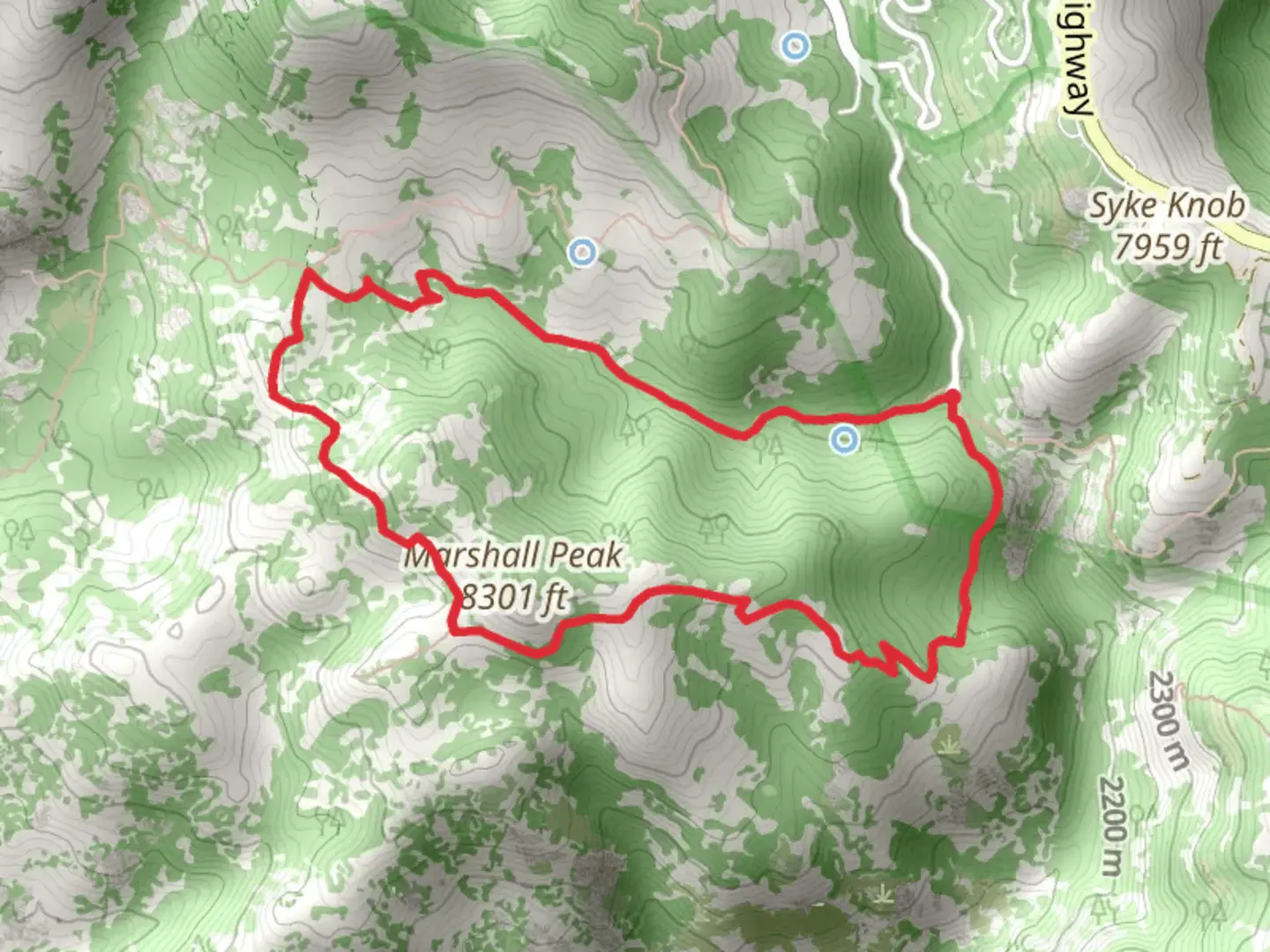 An image depicting the trail Marshall Peak via Aspen and Marshall Gulch Loop Trail and its surrounding area.