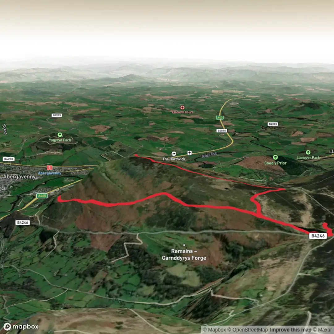 An image depicting the trail Blorenge from keepers pond and its surrounding area.