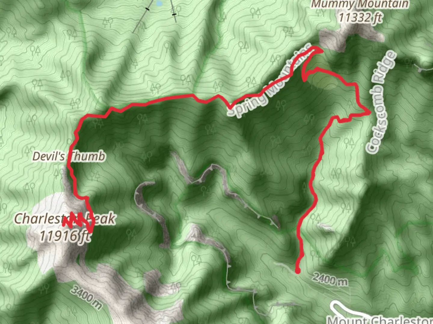 An image depicting the trail Charleston Peak Trail and its surrounding area.