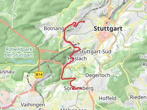 Sonnenberg to Hoelderlinplatz via Hundsklingenweg and Schwälblesklinge