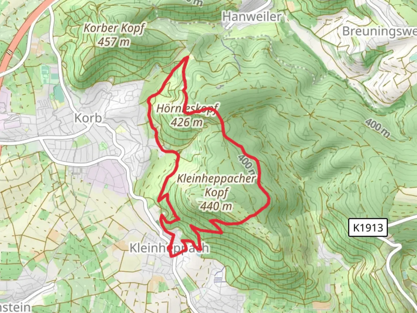An image depicting the trail Kuckucksweg Loop and its surrounding area.