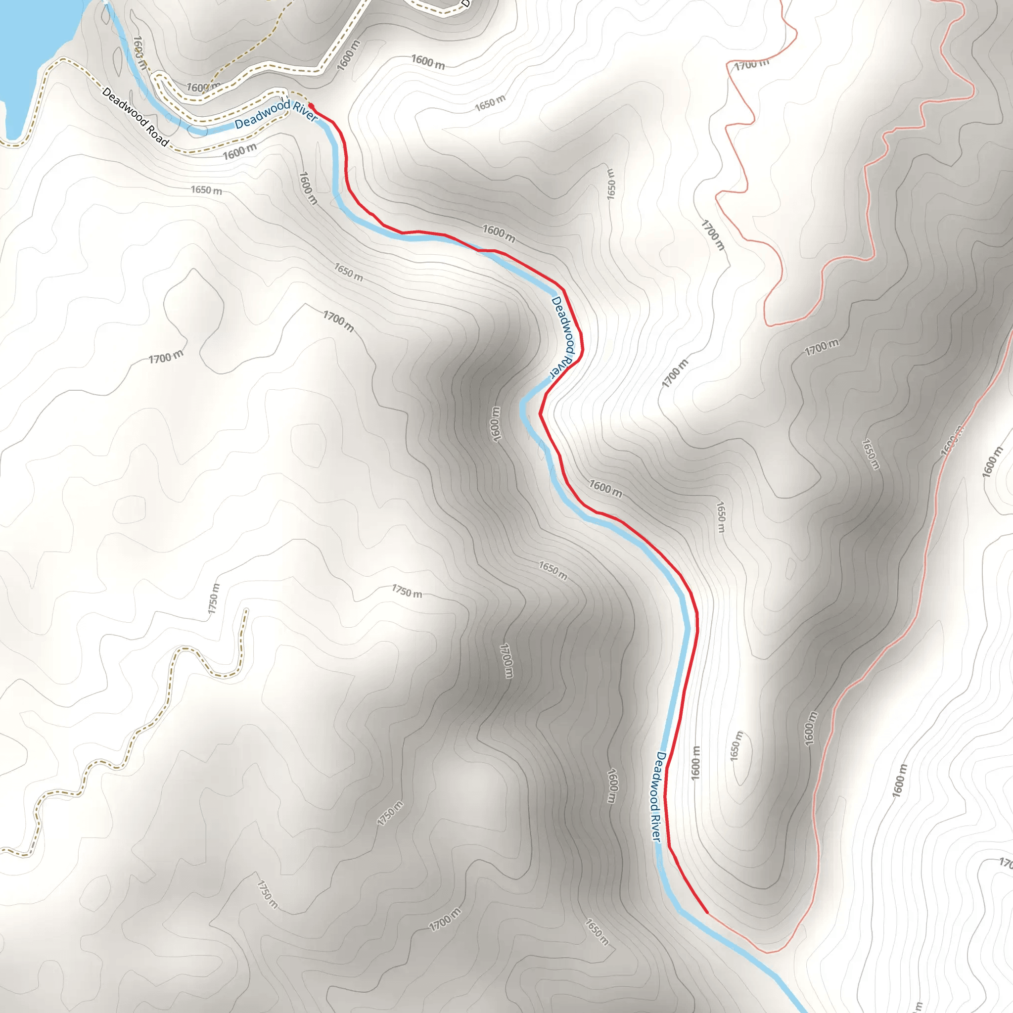 Deadwood River Out and Back mobile static map