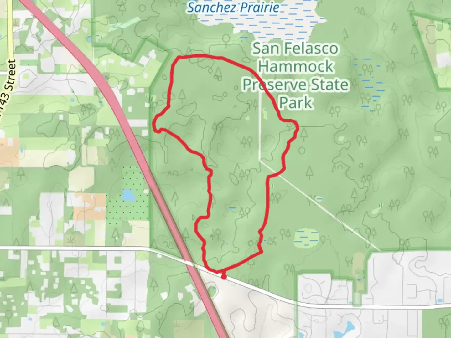 An image depicting the trail Co Road Long Loop and its surrounding area.