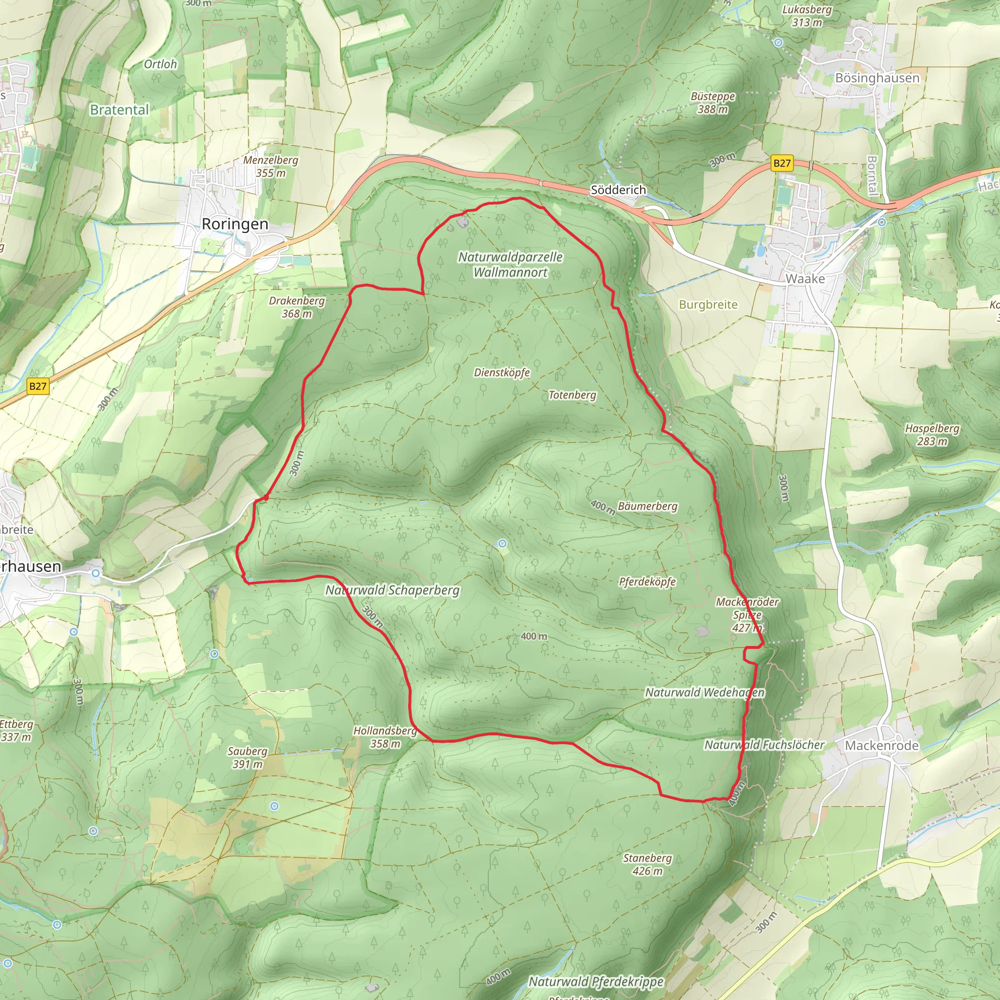 Mackenroeder Spitze via Borheckstraße and Buchennaturwald mobile static map