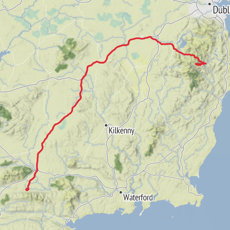 A map preview of the recording Hike from Glendalough.