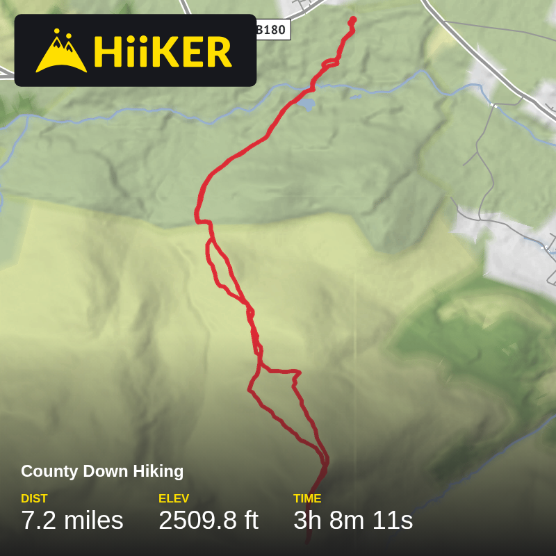 A map preview of the recording County Down Hiking.