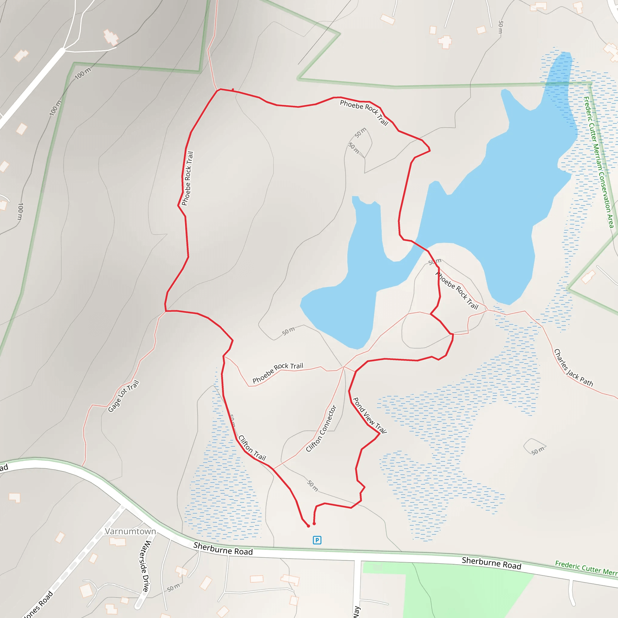 Clifton Trail and Pond View Trail Loop mobile static map