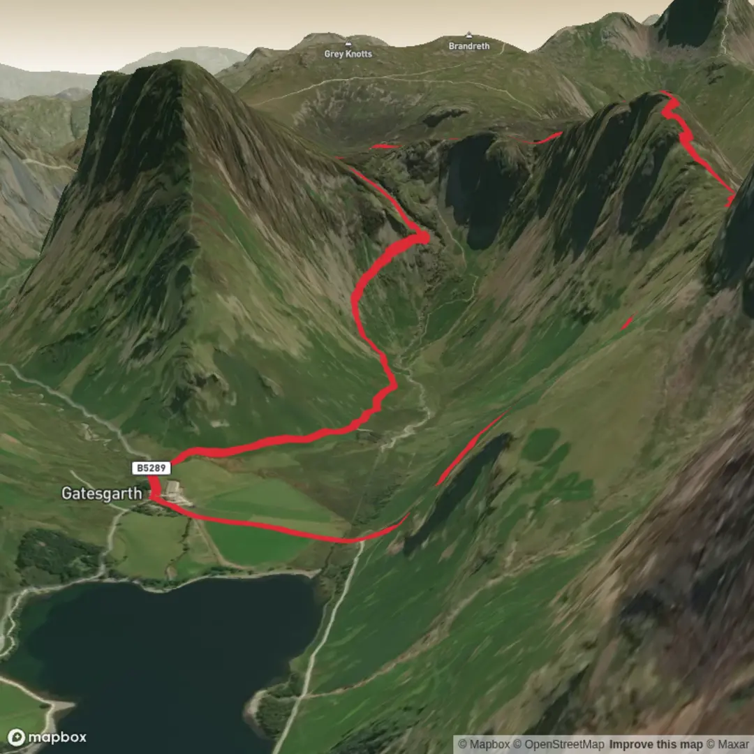 An image depicting the trail Haystacks and its surrounding area.
