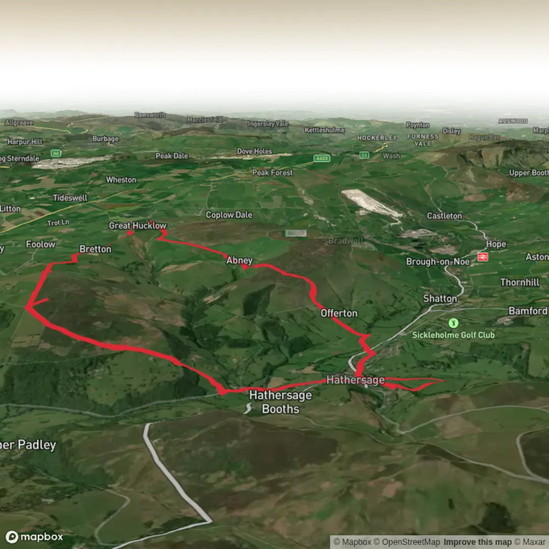 An image depicting the trail Hike from North Lees Campsite via Eyam Moor and Smelting Hill and its surrounding area.