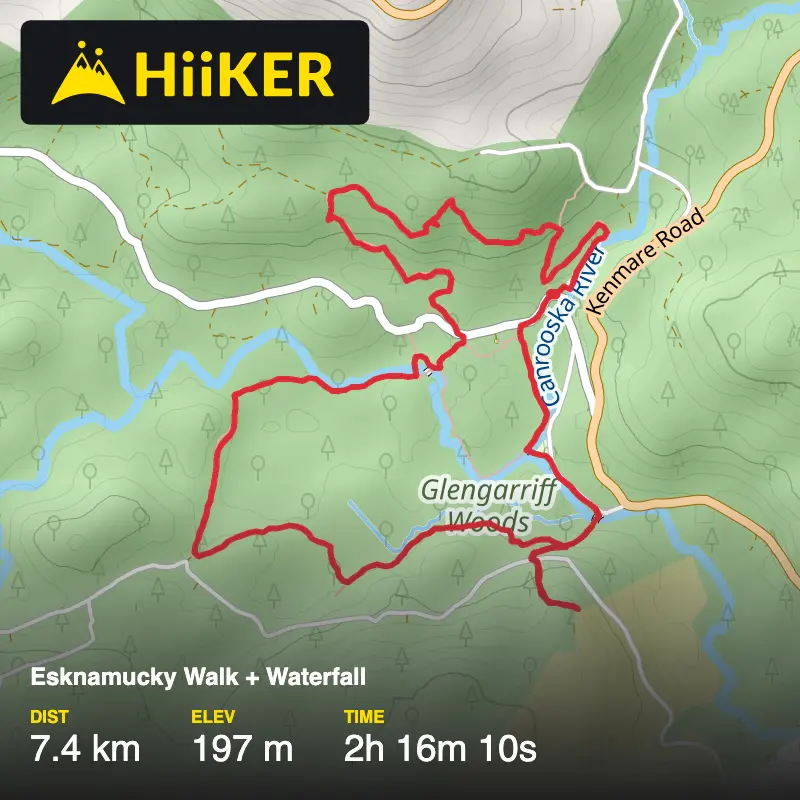 A map preview of the recording Esknamucky Walk + Waterfall.