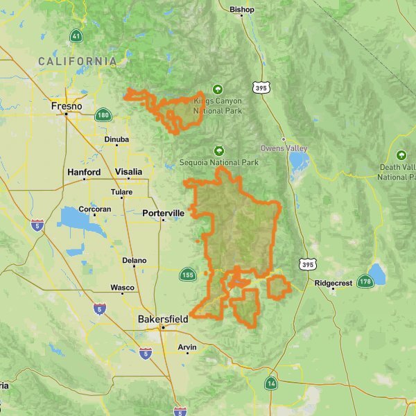 Sequoia National Forest mobile static map