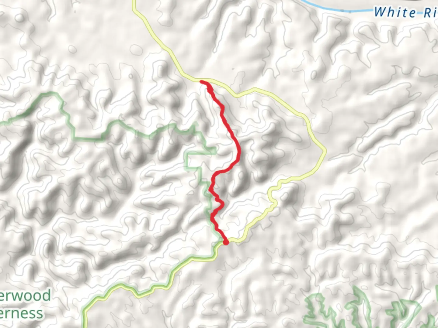 An image depicting the trail Brush Creek - OHT Sylamore Section and its surrounding area.