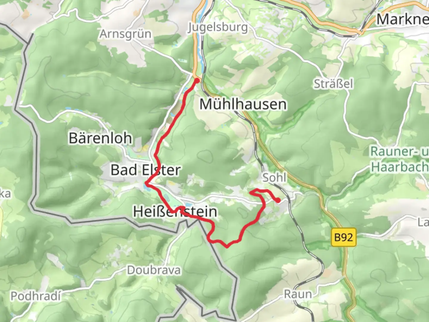 An image depicting the trail Sohl to Muhlhausen Walk via Luisa See and its surrounding area.
