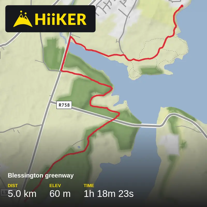 A map preview of the recording Blessington greenway.