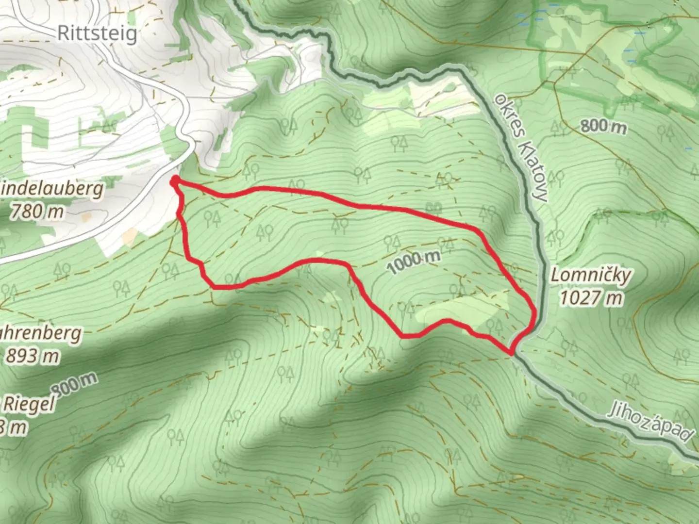 An image depicting the trail Wasserscheidenweg Loop and its surrounding area.