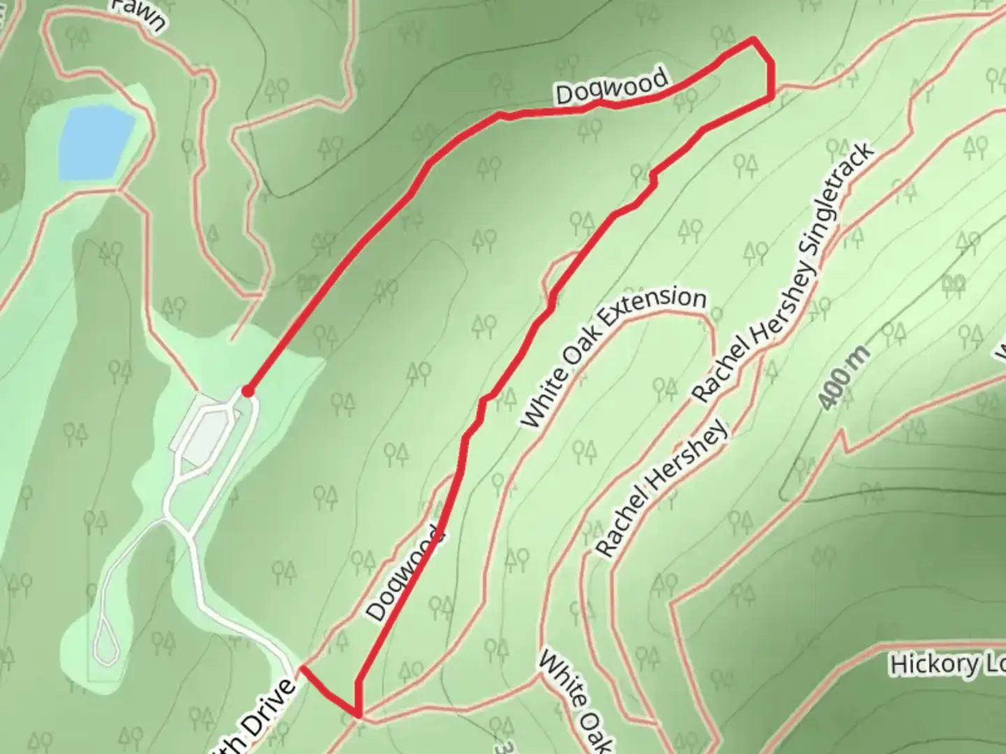 An image depicting the trail Dogwood and its surrounding area.