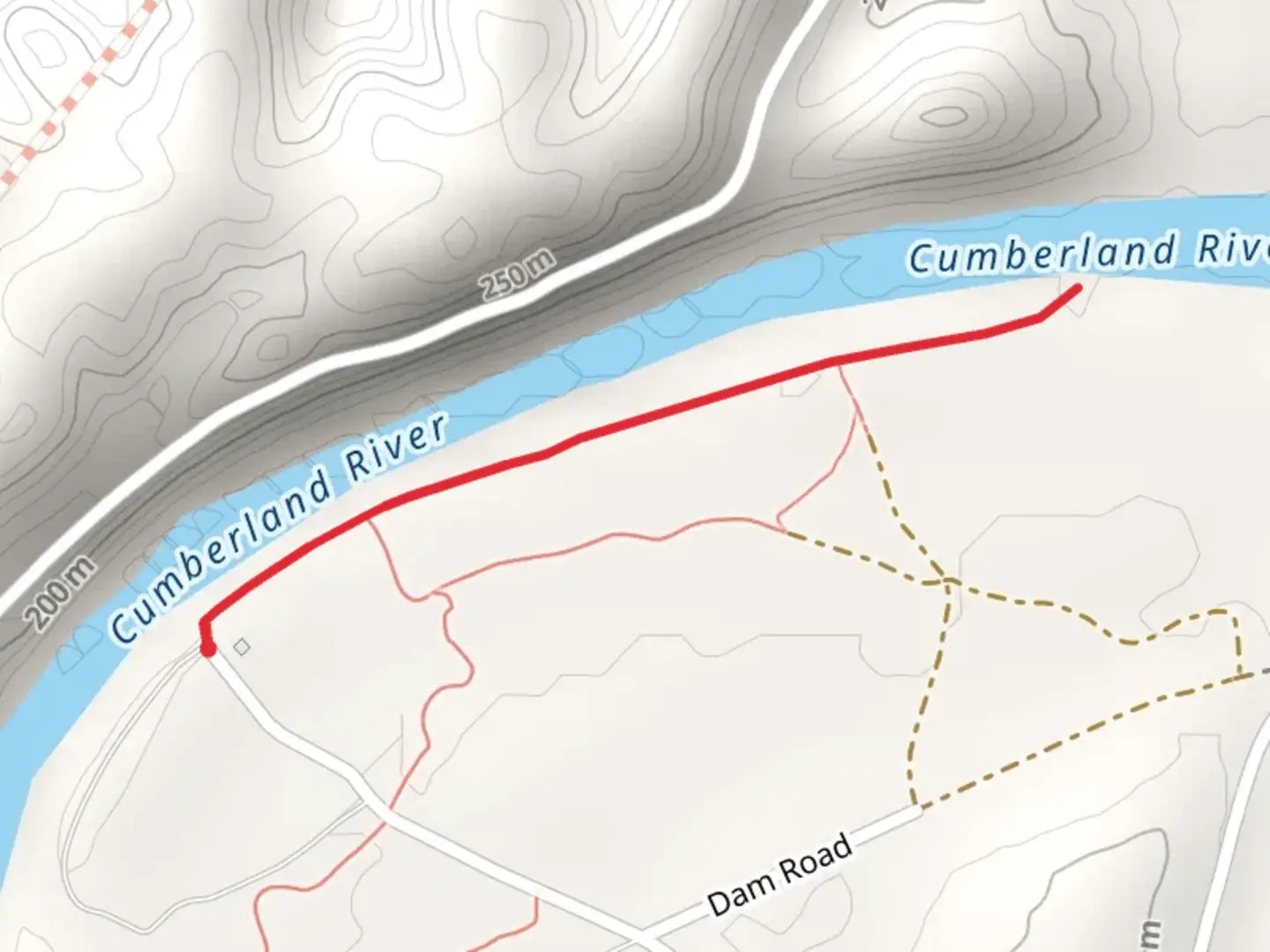 An image depicting the trail Cumberland River Walk and its surrounding area.