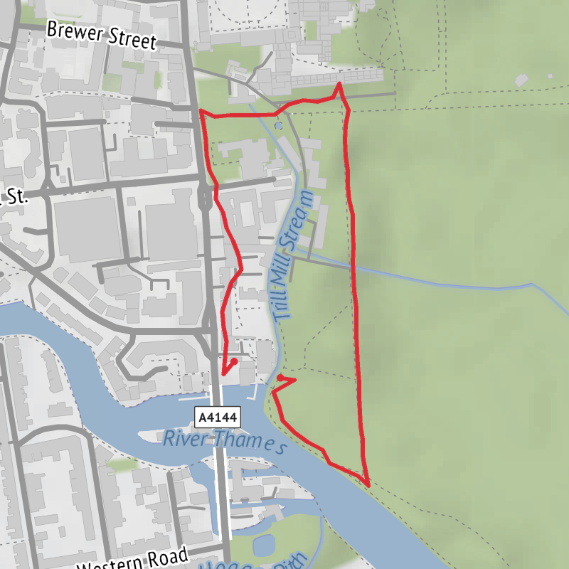 A map preview of the recording Hike from Oxford.