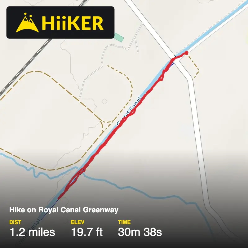 A map preview of the recording Hike on Royal Canal Greenway.