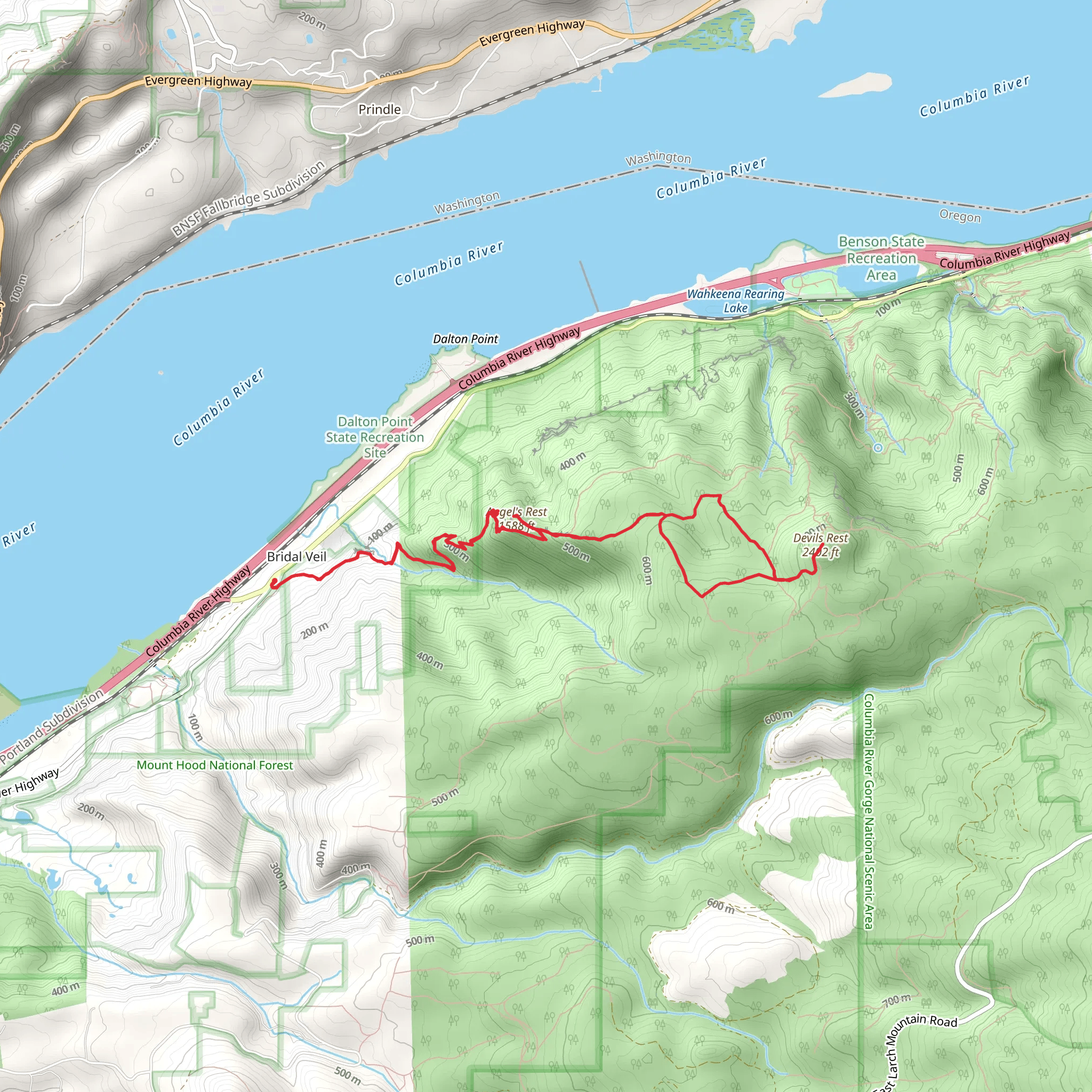 Angel's Rest, Devils Rest Loop mobile static map