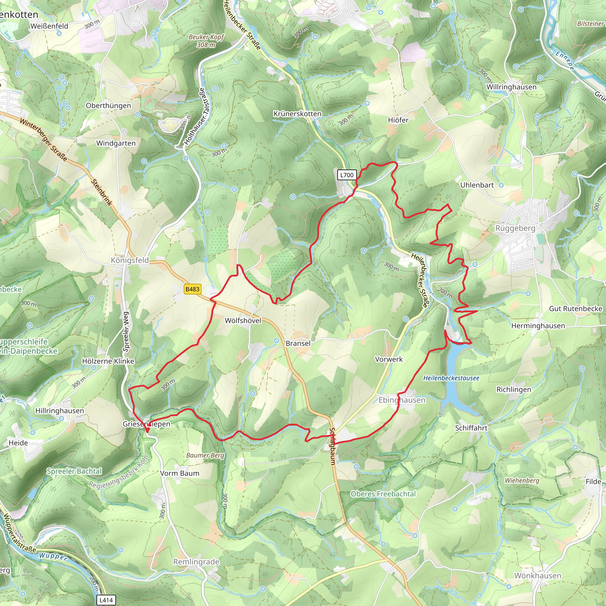 Heilenbeckestausee via Ennepetaler Rundweg and Uhlenbart mobile static map