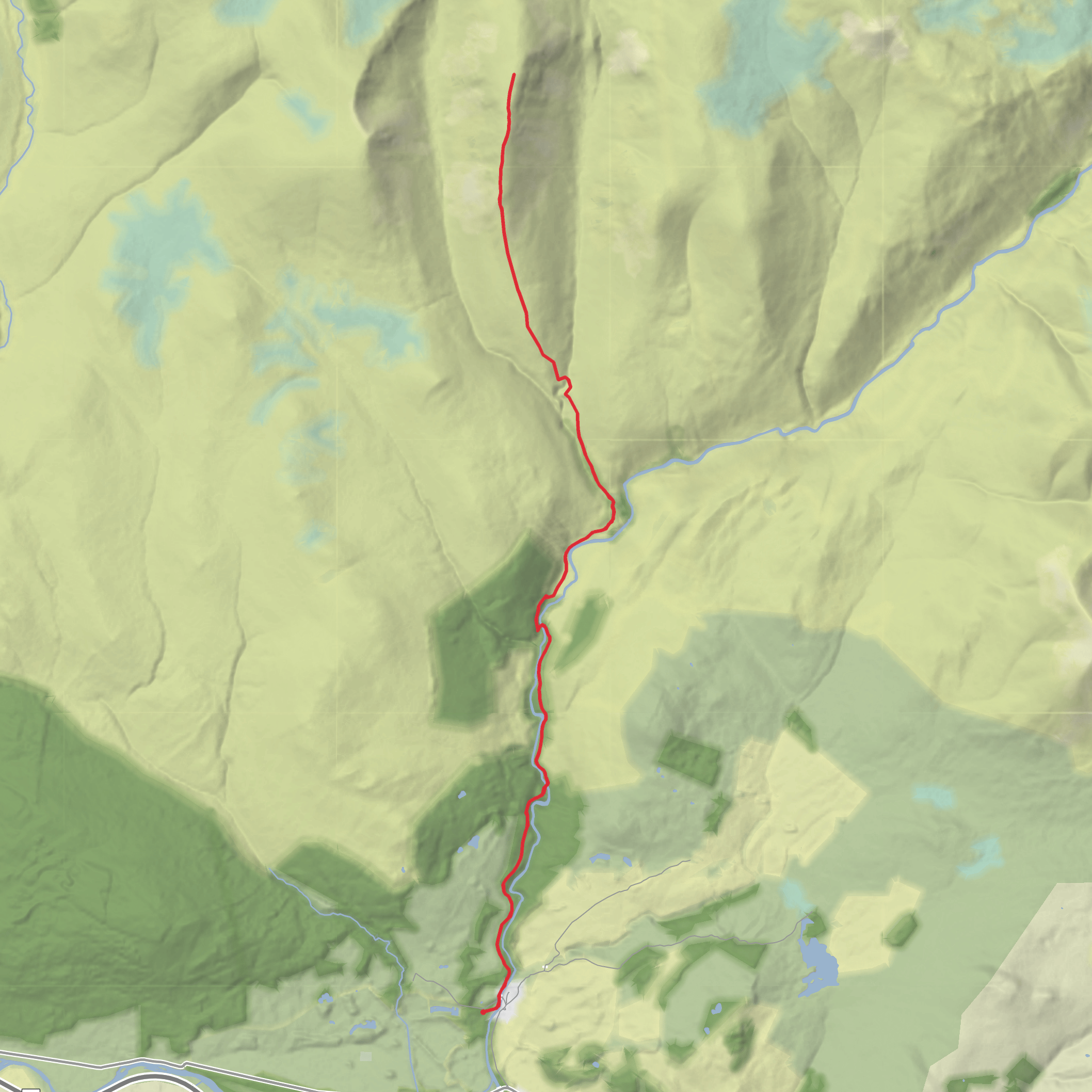 Gilberts Bridge and Beinn Mheadhonach from Glen Tilt mobile static map