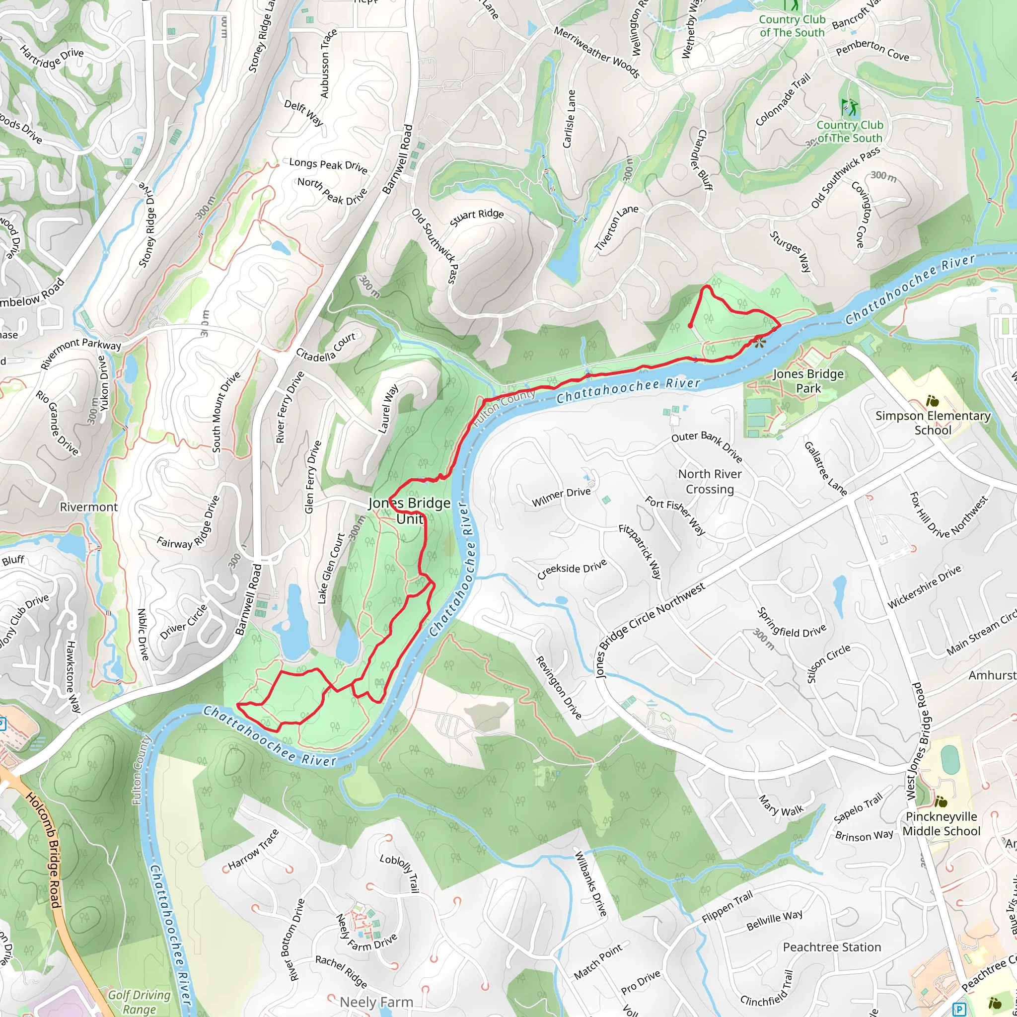 Loop along Chattahoochee River mobile static map