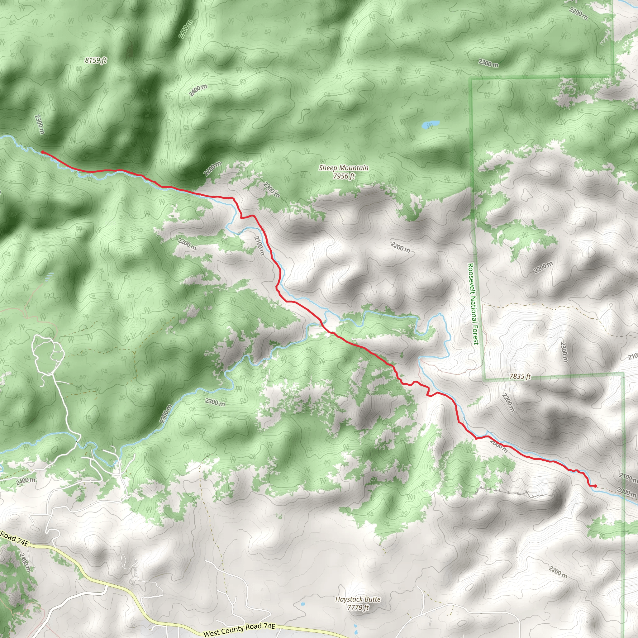Lone Pine Creek Trail mobile static map