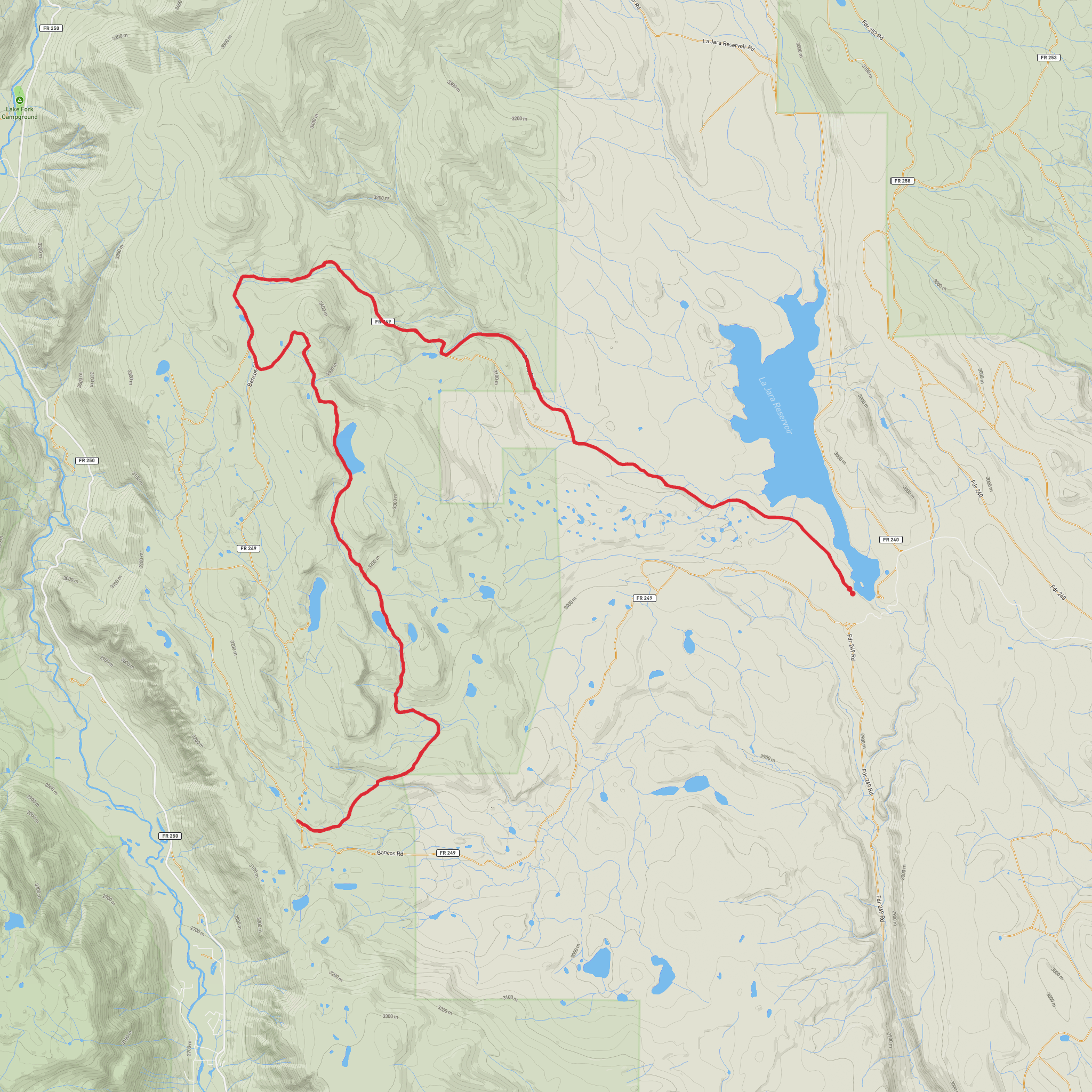 La Jara Reservoir and Empedrado Lake Trail mobile static map