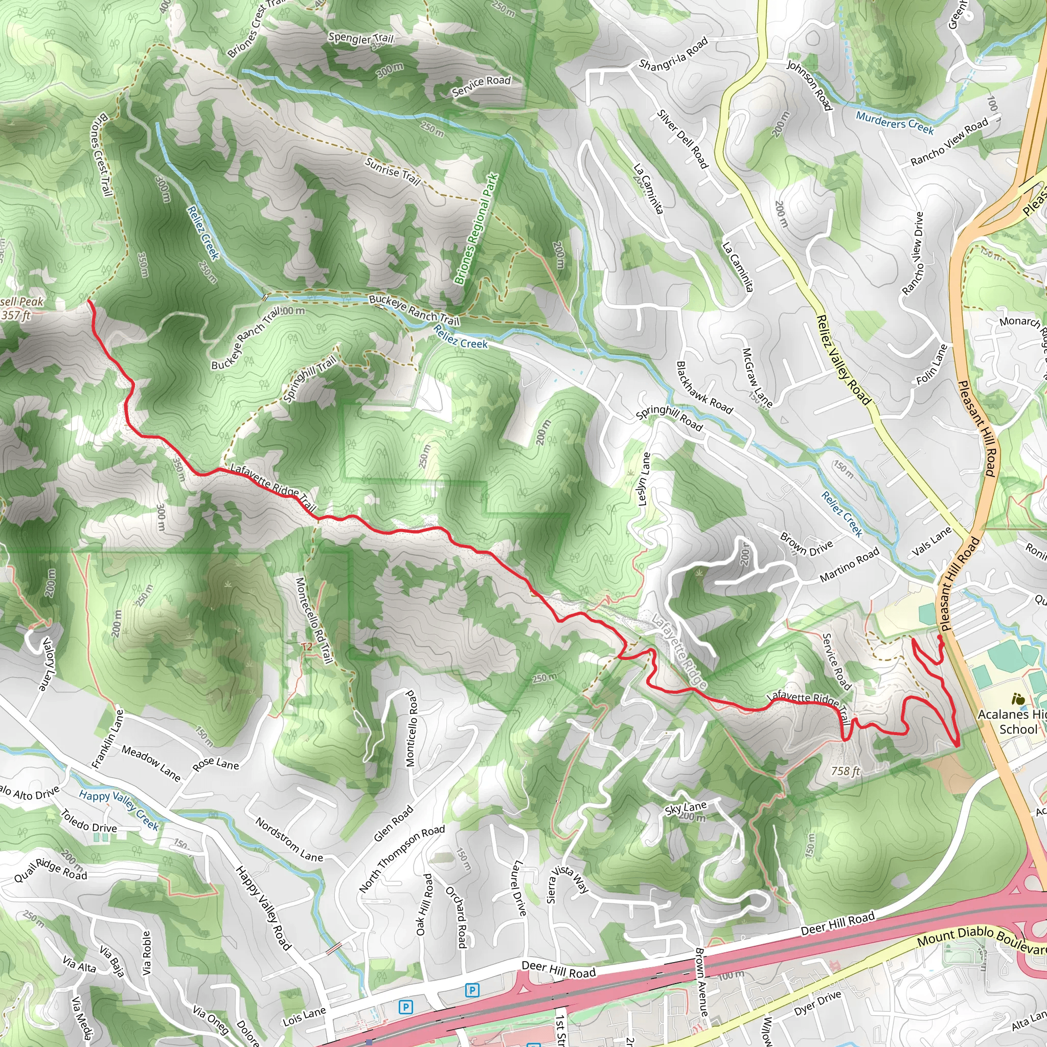 Lafayette Ridge Trail mobile static map